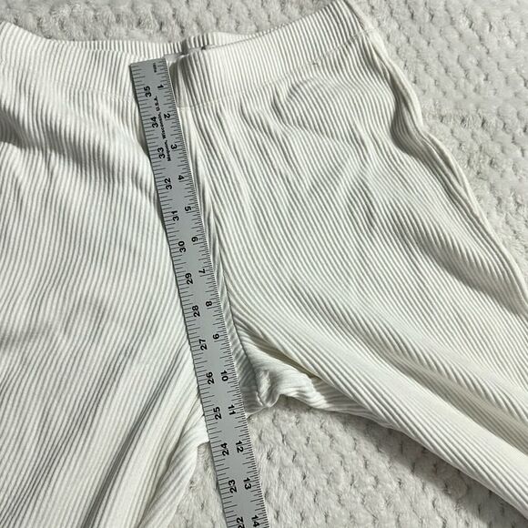 Sans Faff Rachel Enviro Ribbed Flared Leggings Women's White Tall Knit Pull On - Picture 5 of 8